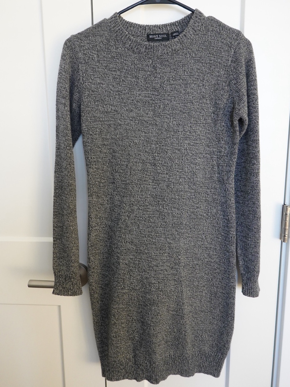 Brave Soul Heather Grey Long Sleeve Knit Dress